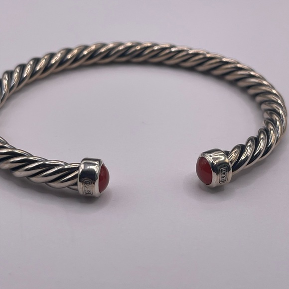 David Yurman Cable Cuff Bracelet with Red Carnelian - Picture 5 of 8